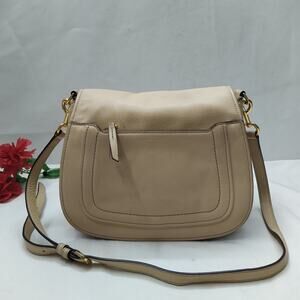 Marc Jacobs Beige Leather Flap Closure Crossbody Bag
